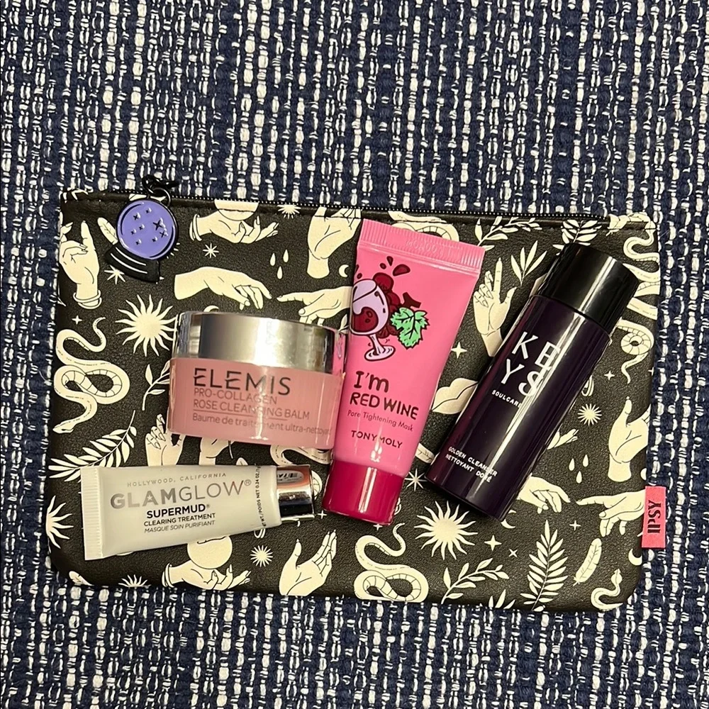 Ipsy glam bag, Elemis, Glam Glow, Keys Soulcare, TonyMoly